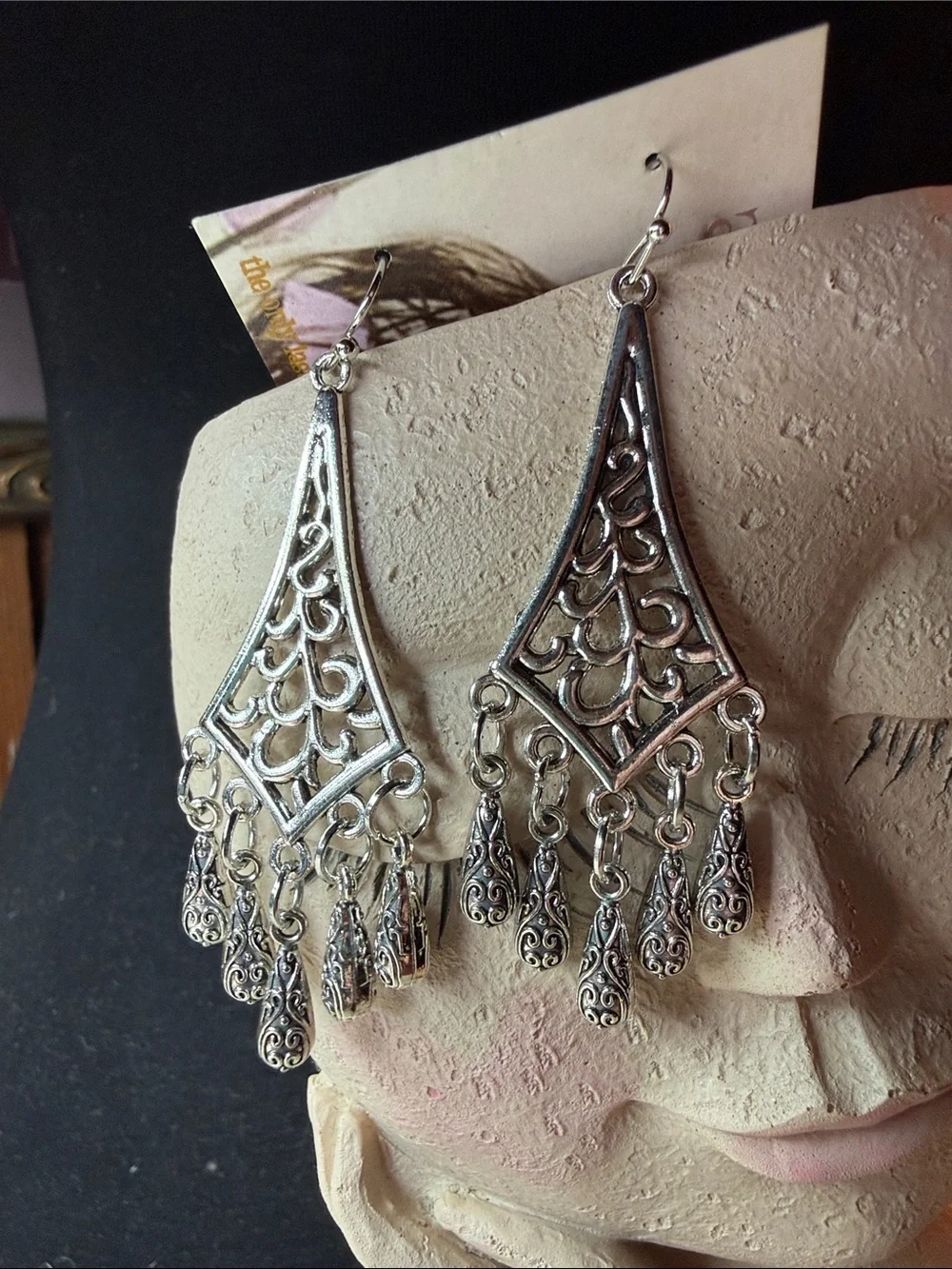 Silver Filigree Chandelier Earrings - Women Jewelry